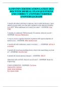 AANP FNP CERTIFICATION LATEST 2023- 2024 WITH 200 REAL EXAM QUESTIONS AND CORRECT ANSWERS(VERIFIED ANSWERS)|AGRADE