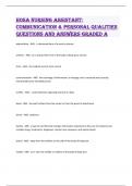 HOSA Nursing Assistant: Communication & Personal Qualities questions and answers graded A