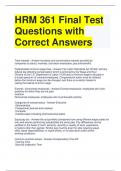 HRM 361 Final Test Questions with Correct Answers