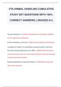 VTA ANIMAL HANDLING CUMULATIVE  STUDY SET QUESTIONS WITH 100%  CORRECT ANSWERS { GRADED A+} 