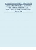 AU PSYC 432 ABNORMAL PSYCHOLOGY |ARTICLE REVIEW-SOCIAL CAUSES OF ANTISOCIAL BEHAVIOR OF ADOLESCENTS| 2024-2025 Athabasca University