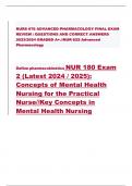 NUR 180 Exam 2 (Latest 2024 / 2025): Concepts of Mental Health Nursing for the Practical Nurse//Key Concepts in Mental Health Nursing     