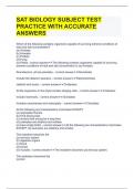 SAT BIOLOGY SUBJECT TEST PRACTICE WITH ACCURATE ANSWERS