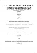 CSET MULTIPLE SUBJECTS SUBTEST 2: MATH, SCIENCE QUESTIONS AND ANSWERS WITH SOLUTIONS 2024