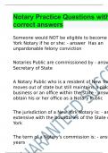 Notary Practice Questions with 100% correct answers