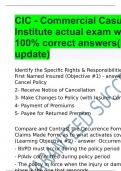 CIC - Commercial Casualty Institute actual exam with 100% correct answers(latest update)