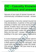 CIC - Casualty Knowledge Questions and answers