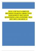 WGU C207 DATA-DRIVEN DECISION MAKING OBJECTIVE ASSESSMENT DETAILED QUESTIONS AND ANSWERS  2024-2025 100% GRADED A+