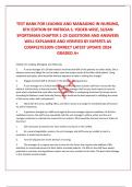 TEST BANK FOR LEADING AND MANAGING IN NURSING, 8TH EDITION BY PATRICIA S. YODER-WISE, SUSAN SPORTSMAN CHAPTER 1-25 QUESTIONS AND ANSWERS WELL EXPLAINED AND VERIFIED BY EXPERTS AS COMPLETE100% CORRECT LATEST UPDATE 2024 GRADED A+