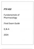 (ASU Online) PTX 432 Fundamentals of Pharmacology Final Exam Guide Q & A 2024