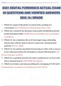 WGU D431 DIGITAL FORENSICS ACTUAL EXAM 50 QUESTIONS AND VERIFIED ANSWERS 2024. A+ GRADE.