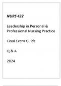 (UMGC) NURS 432 Leadership in Personal & Professional Nursing Practice Final Exam Guide 