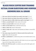 BLACK ROCK COFFEE BAR TRAINING ACTUAL EXAM QUESTIONS AND VERIFIED ANSWERS 2024. A+ GRADE.