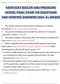 KENTUCKY BOILER AND PRESSURE VESSEL FINAL EXAMS BUNDLE LATEST UPDATED EXAM  QUESTIONS AND VERIFIED ANSWERS 2024. A+ GRADE ASSURED 