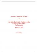 Instructor Manual With Test Bank for An Introduction to Children with Language Disorders 4th Edition By Vicki A. Reed (All Chapters, 100% Original Verified, A+ Grade)