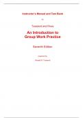 Instructor Manual With Test Bank for An Introduction to Group Work Practice 7th Edition By Ronald Toseland Robert Rivas (All Chapters, 100% Original Verified, A+ Grade)