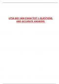 UTSA BIO 1404 EXAM TEST 1 QUESTIONS AND ACCURATE ANSWERS 