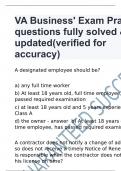 VA Business' Exam Practice questions fully solved & updated(verified for accuracy)