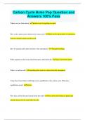 Carbon Cycle Brain Pop Question and  Answers 100% Pass