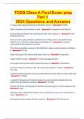 TCEQ Class A Final Exam prep Part 1  2024 Questions and Answers