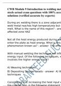 CWB Module 9 Introduction to welding metallurgy of steels actual exam questions with 100% accurate solutions (verified accurate by experts)