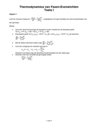 Thermodynamische evenwichten toets met antwoorden