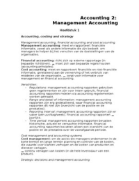 Samenvatting Accounting 2 - Hoofdstuk 1 t/m 4 - Plus uitgebreide college aantekeningen