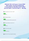 NSG122/ NSG 122 Exam 2: (Latest 2024/ 2025 Update) Nursing Fundamental Concepts Review| Questions and Verified Answers| 100% Correct| Grade A – Herzing