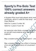 Sporty's Pre-Solo Test with 100% correct answers already graded A+Sporty's Pre-Solo Test with 100% correct answers already graded A+