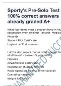 Sporty's Pre-Solo Test with 100% correct answers already graded A+