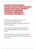 APUSH EXAM NEWEST ACTUAL EXAM COMPLETE 200 QUESTIONS AND CORRECT DETAILED ANSWERS (VERIFIED ANSWERS) |ALREADY GRADED A+