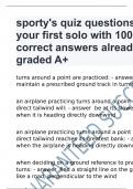 sporty's quiz questions - your first solo with 100% correct answers already graded A+