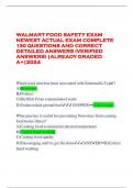 WALMART FOOD SAFETY EXAM NEWEST ACTUAL EXAM COMPLETE 130 QUESTIONS AND CORRECT DETAILED ANSWERS (VERIFIED ANSWERS) |ALREADY GRADED A+|2024