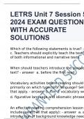 LETRS Unit 7 Session 5 2024 EXAM QUESTIONS WITH ACCURATE SOLUTIONS.