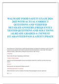 WALMART FOOD SAFETY EXAM 2024- 2025 WITH ACTUAL CORRECT  QUESTIONS AND VERIFIED  DETAILED ANSWERS |FREQUENTLY  TESTED QUESTIONS AND SOLUTIONS  |ALREADY GRADED A+|NEWEST  |GUARANTEED PASS |LATEST UPDATE