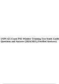 USPS 421 Exam PSE Window Training Test Study Guide Questions and Answers (2024/2025) (Verified Answers) & Postal Exam USPS 421 SSA ACADEMY Questions and Verified Answers 2023/2024.