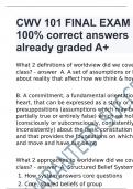 CWV 101 FINAL EXAM with 100% correct answers already graded A+ 2024.