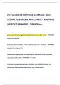 PSI MANICURE PRACTICE EXAM |2021-2022  ACTUAL QUESTIONS AND CORRECT ANSWERS  (VERIFIED ANSWERS ) GRADED A+.