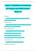 Chapter 21 Rehabilitation and Restorative  Care Questions and Verified Answers |  Passed | A+