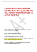 ATI QUESTIONS TO REVIEW BEFORE EXIT AND NCLEX WITH QUESTIONS AND WELL VERIFIED ANSWERS [GRADED A+] ACTUAL EXAM 100%