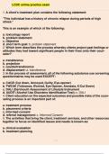 LCDC online practice exam 1. A client's treatment plan contains the following statement: "This individual has a history of chronic relapse during periods of high stress." This is an example of which of the following: a. toxicology report b. probl