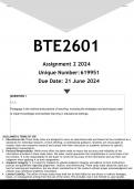 BTE2601 Assignment 2 (ANSWERS) 2024 - DISTINCTION GUARANTEED