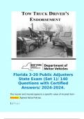 Florida 3-20 Public Adjusters State Exam (Set 1)/ 140 Questions with Certified Answers/ 2024-2024.  