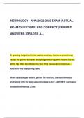 NEUROLOGY –AHA 2022-2023 EXAM |ACTUAL  EXAM QUESTIONS AND CORRECT |VERIFIED  ANSWERS |GRADED A+.