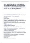 Ch 2: THE COUNSELOR AS A PERSON AND AS A PROFESSIONAL (ISSUES AND ETHICS IN THE HELPING PROFESSIONS COREY 8th ed) QUIZZES & ANS!!