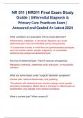 NR 511 | NR511 Final Exam Study Guide | Differential Diagnosis & Primary Care Practicum Exam| Answered and Graded A+ Latest 2024