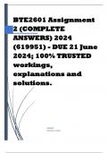 BTE2601 Assignment 2 (COMPLETE ANSWERS) 2024 (619951) - DUE 21 June 2024; 100% TRUSTED workings, explanations and solutions.