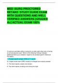 MED SURG PROCTORED RETAKE STUDY GUIDE EXAM WITH QUESTIONS AND WELL VERIFIED ANSWERS [GRADED A+] ACTUAL EXAM 100%