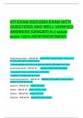 ATI EXAM 20232024 EXAM WITH QUESTIONS AND WELL VERIFIED ANSWERS [GRADED A+] actual exam 100% NEW!!!NEW!!NEW!!