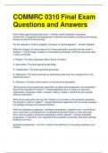 COMMRC 0310 Final Exam Questions and Answers